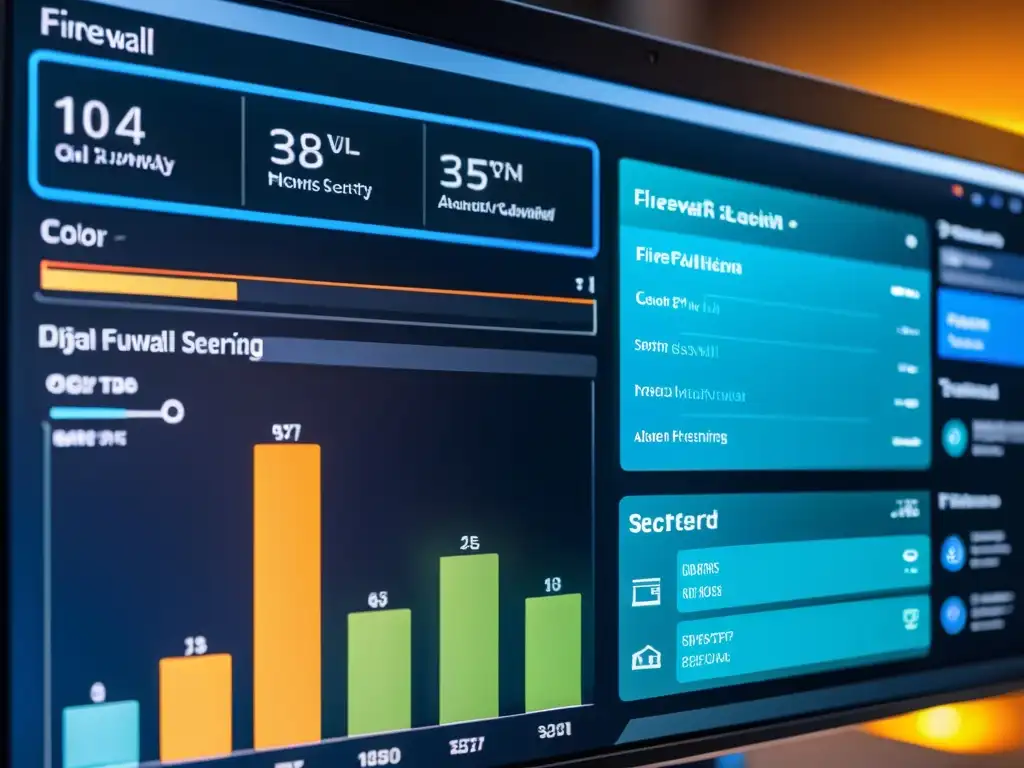 Configuración avanzada de firewall: experto en acción Un administrador profesional ajusta los parámetros de seguridad en un panel de configuración de firewall en hosting para seguridad
