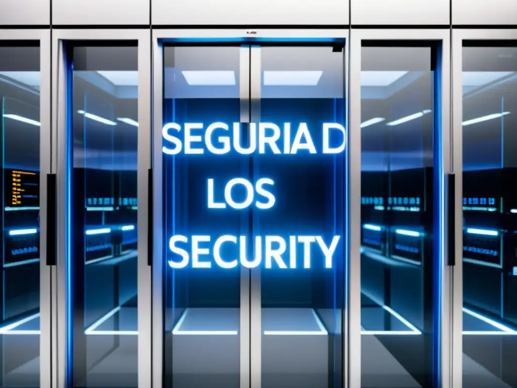 Centro de Datos Futurista: Seguridad de los Datos y Brexit Un centro de datos futurista con seguridad avanzada, biometría, cámaras de vigilancia y servidores encriptados