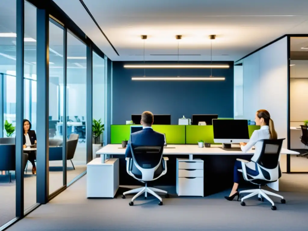 Equipo de expertos en IT brindando soporte premium Un equipo de expertos en informática ofrece soporte premium para empresas en una oficina moderna y eficiente
