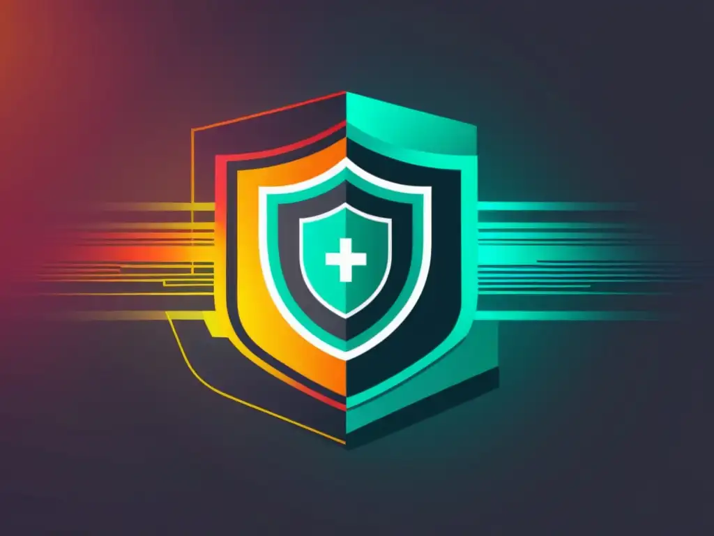 Firewall integrado en servidor web: protección sofisticada Una ilustración moderna de un sistema de firewall integrado en un servidor de hosting web, transmitiendo sofisticación tecnológica y seguridad