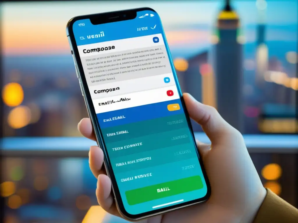 Interfaz de correo electrónico profesional en smartphone Imagen detallada de smartphone mostrando correo profesional