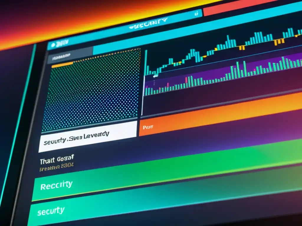 Interfaz futurista de firewall: seguridad digital avanzada Interfaz futurista de firewall en hosting para seguridad con visualizaciones digitales detalladas en colores dinámicos