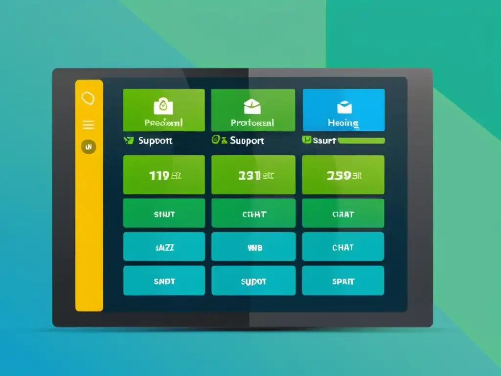 Panel de control de hosting web: soporte 24/7 y diseño moderno Interfaz moderna y amigable del panel de control de hosting web con soporte 24/7