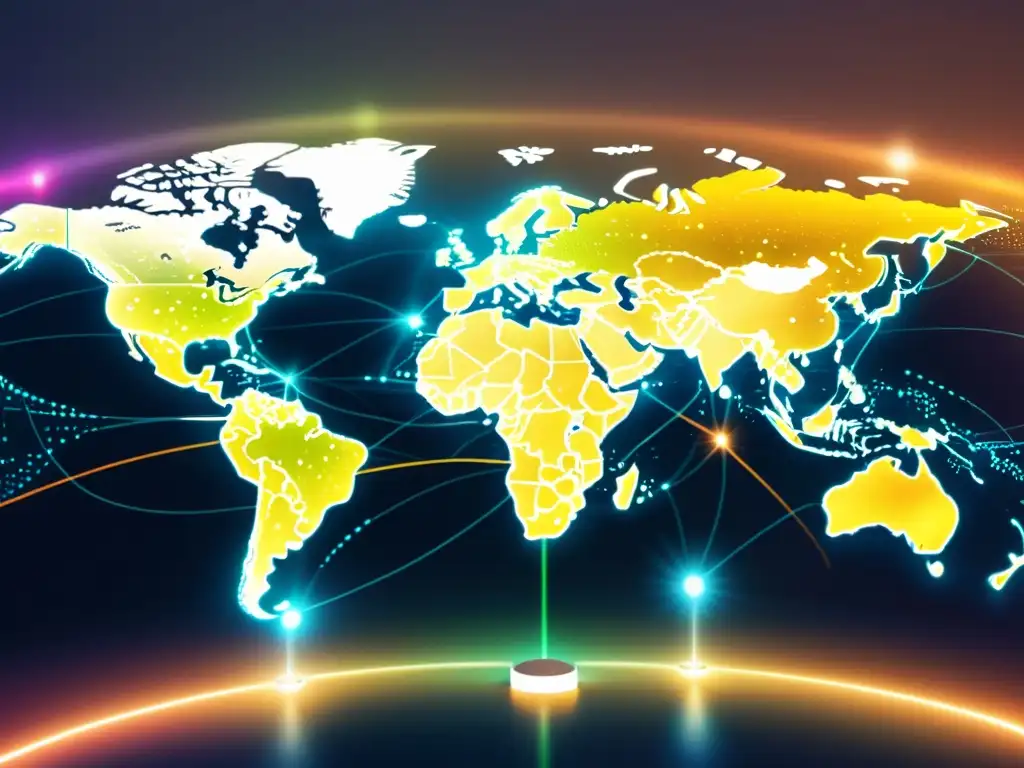 Mapa global de servidores: Velocidades de internet y localizaciones Un mapa global de localización de servidores con indicadores de velocidad de carga