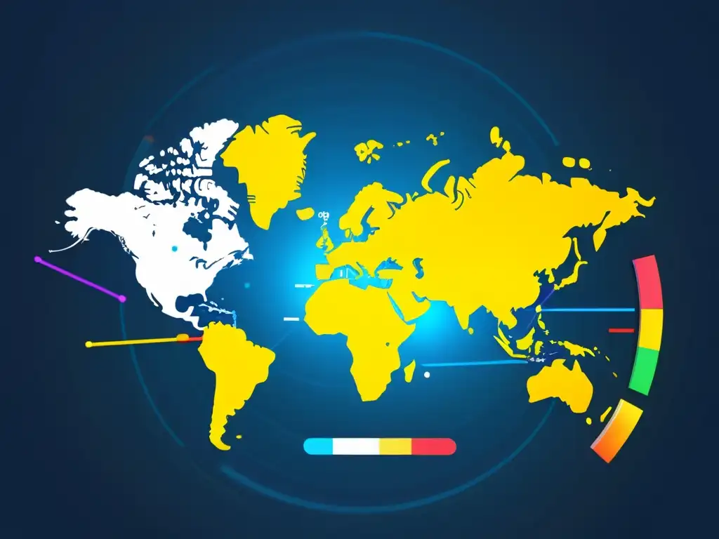 Mapa mundial de servidores: impacto en la velocidad de carga Mapa mundial con marcadores de localización de servidores y gráficos de velocidad de carga