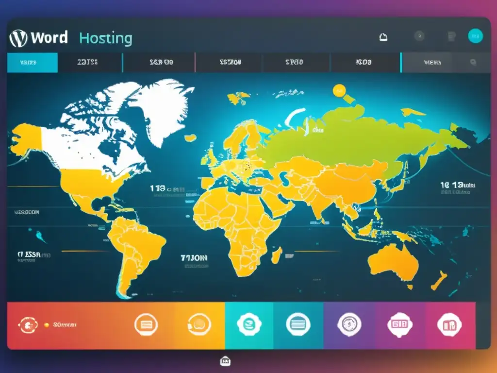 Dashboard WordPress 8k: Geolocalización en vivo Interfaz WordPress con mapa mundial en tiempo real, mejorando experiencia usuario geolocalización WordPress