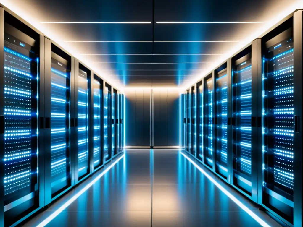 Centro de datos moderno con servidores de alta tecnología Una moderna sala de servidores con tecnología de vanguardia, creando las mejores experiencias para usuarios de hosting web