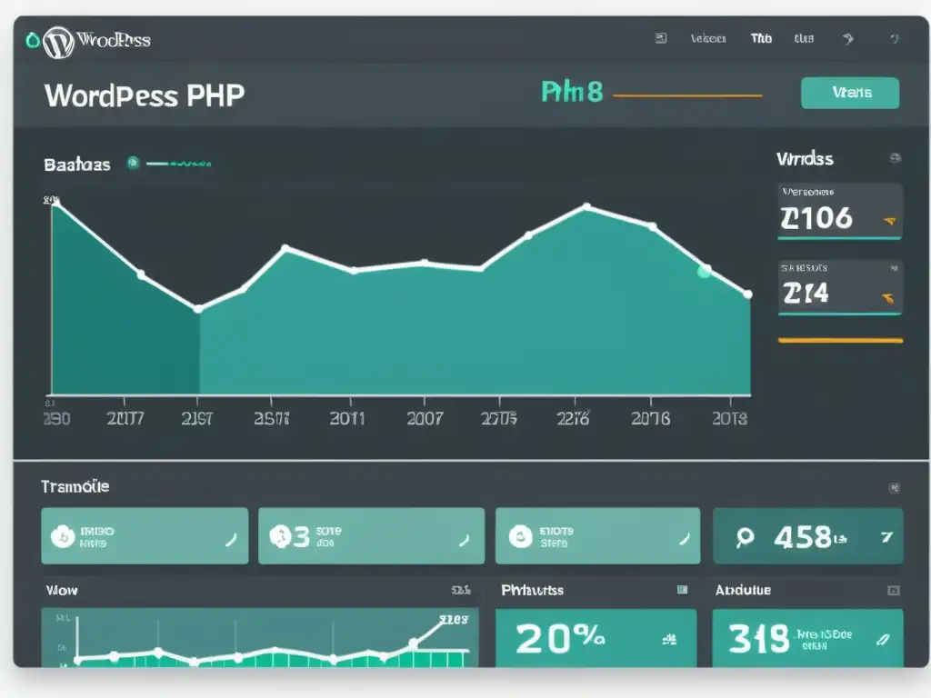 WordPress PHP 8: Rendimiento mejorado en el panel La actualización de PHP 8 en WordPress brilla en el moderno y eficiente dashboard, reflejando el éxito de la transición