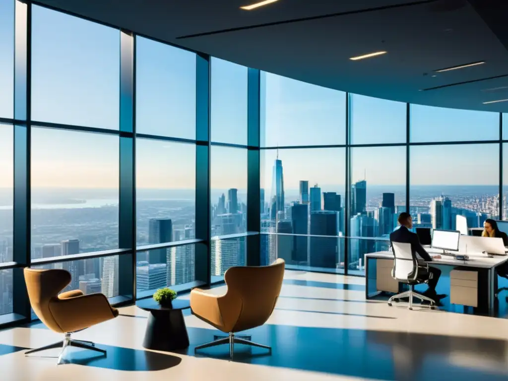 Oficina moderna con vista a la ciudad: flexibilidad y profesionalismo Oficina moderna con vistas a la ciudad