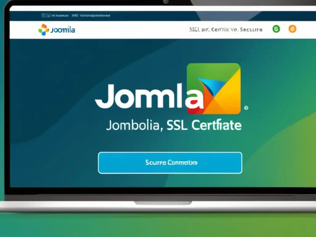 Homepage de Joomla con sello SSL para confianza La página de inicio de un sitio web de Joomla muestra el sello de certificado SSL, transmitiendo confianza y seguridad
