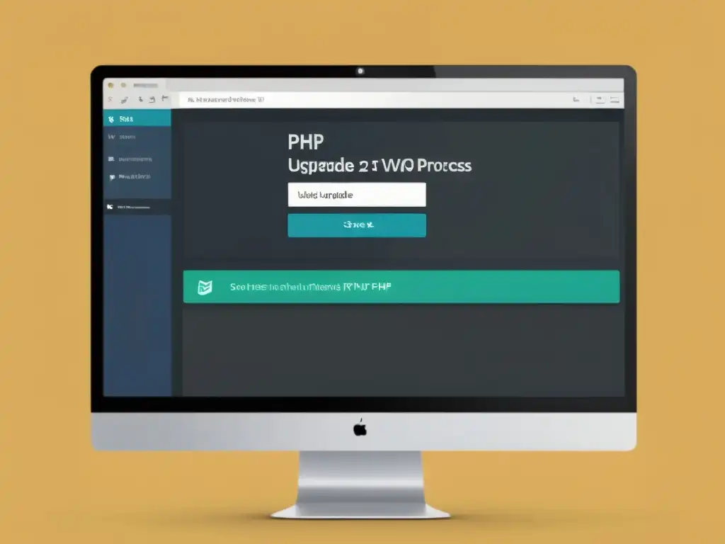 Actualización a PHP 8 en WordPress: Paso a paso Actualización de PHP 8 en WordPress: Pantalla dividida con transición visual y pasos detallados de actualización
