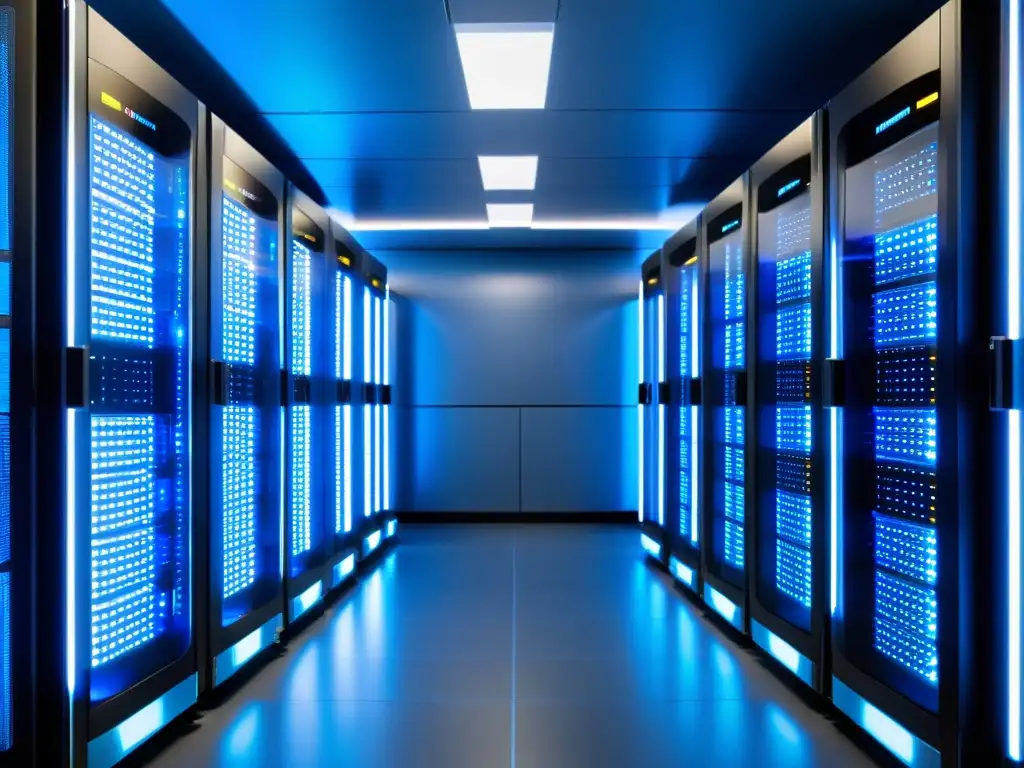 Sala de servidores de alta tecnología para startups Un salón de servidores moderno y ordenado con sistemas de enfriamiento sofisticados