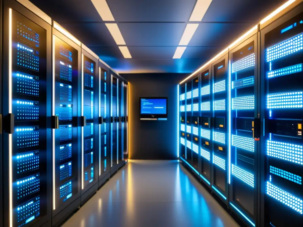 Centro de servidores seguro y futurista con ciberseguridad avanzada Servidores seguros con tecnología avanzada y monitoreo en tiempo real