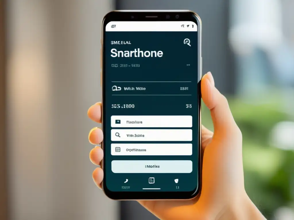 Experiencia móvil óptima: Sitio web rápido y elegante en smartphone Teléfono inteligente moderno mostrando un sitio web rápido y bien diseñado, con animaciones suaves y alta resolución