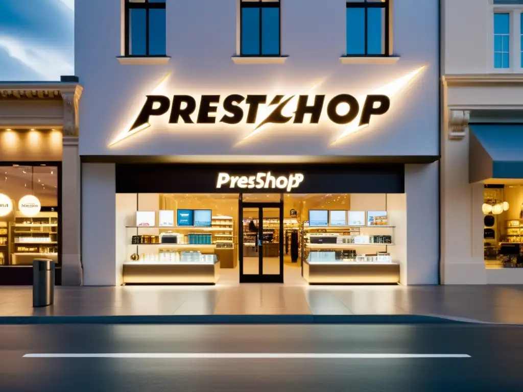 PrestaShop: Tienda moderna y veloz con rayo Vista de una tienda PrestaShop moderna con un rayo de velocidad