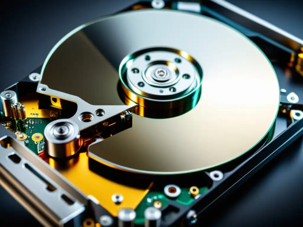 Detalles ultraprecisos de un disco duro tradicional Un vistazo detallado al interior de un HDD tradicional revela su compleja ingeniería y diseño moderno